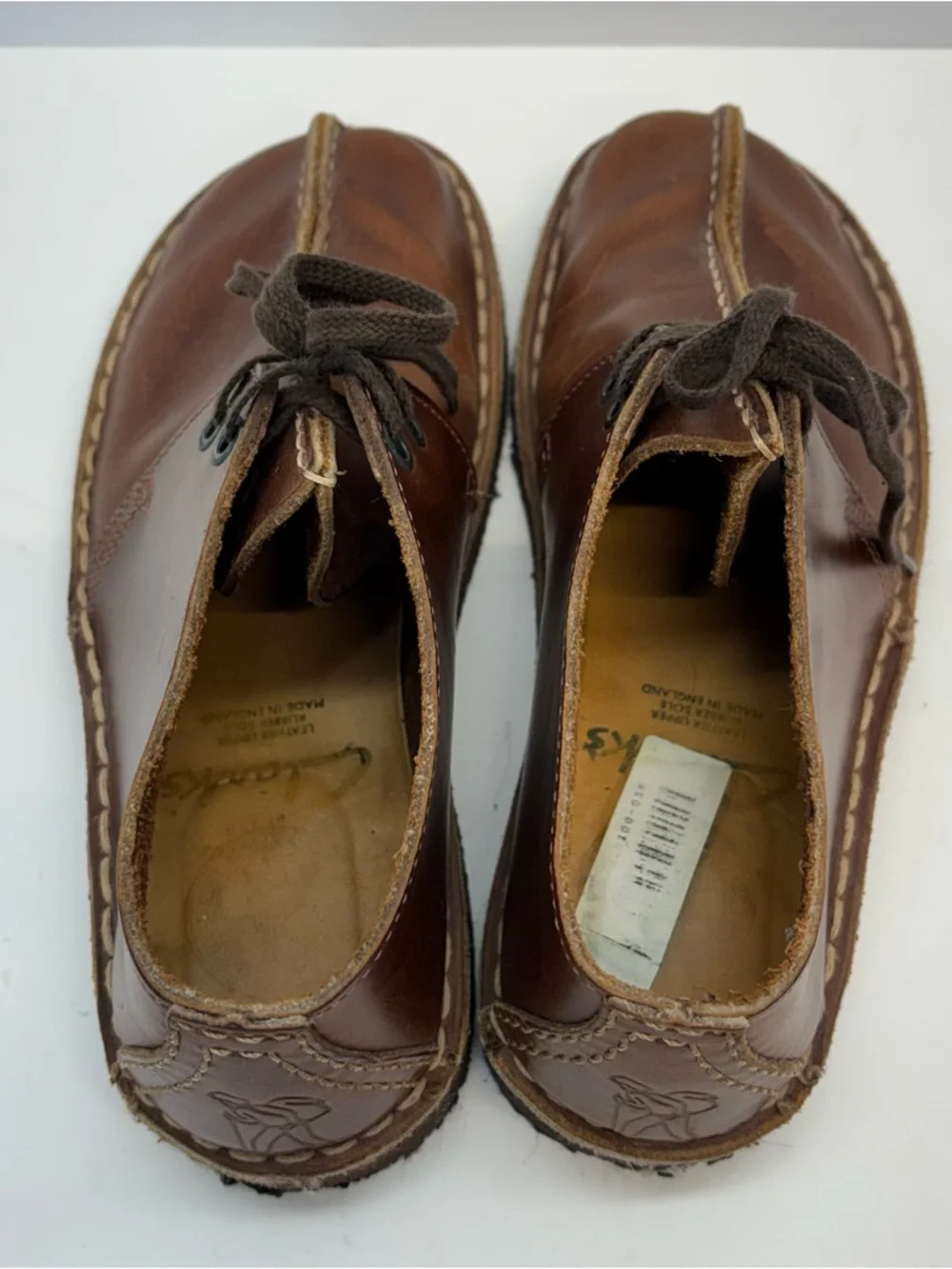 Clarks Originals Desert Trek Men 5.5/W 7.5 Beeswax Leather Center Seam Shoes Vtg